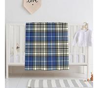 FWJZDSP Baby Blanket for Boys Girls, Clan Napier Blue, Black, and White Scottish Tartan Super Soft Comfy Toddler Baby Newborn Double Layer Blanket Shower Gifts for Stroller & Crib 30 x 40 Inch