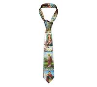 FWJZDSP Catholic Saints Images Mens Necktie Regular For Suit Business College Wedding Party Festival Smooth Polyester Ties