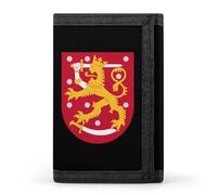 FWJZDSP Coat of Arms of Finland Trifold Wallet Slim Coin Purse Card Holder with Keychain for Men Women