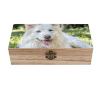 FWJZDSP Cute Animal Lying on The Grass Storage Box Large Wooden Jewelry Box with Hinged Lid And Front Clasp Wooden Storage Bins Keepsake Box Office Desk Organizer