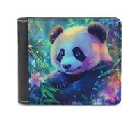 FWJZDSP Cute Panda Flowers Slim Bifold Wallet for Men Money Clip Leather Wallets Vertical Purse