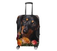 FWJZDSP Dachshund Flower Luggage Cover Protector Printed Washable Anti-Scratch Travel Suitcase Covers M