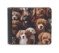 FWJZDSP DogsMen's Wallet Large Capacity Leather Wallet Slim Billfold Cardholder with ID Window Bifold Purse for Everyday Use