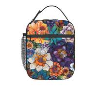FWJZDSP Floral Bloom Insulated Lunch Box for Kids Boys Girls, Lunch Box, Flower Reusable Lunch Bag for School, Office, Work, Picnic, Travel