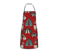 FWJZDSP Folk Butterfly Moths Rustic Art red Apron for Women Men with Pockets Kitchen Aprons for Chef Cooking BBQ Grill