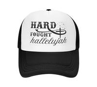 FWJZDSP Hard Fought Hallelujah Hats Funny Christian Mesh Trucker Cap Black