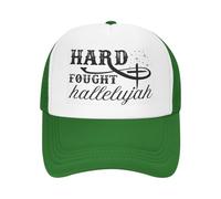 FWJZDSP Hard Fought Hallelujah Hats Funny Christian Mesh Trucker Cap Green