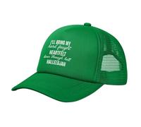 FWJZDSP Hard Fought Hallelujah Hats Funny Christian Mesh Trucker Cap Green