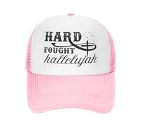 FWJZDSP Hard Fought Hallelujah Hats Funny Christian Mesh Trucker Cap Pink