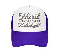 FWJZDSP Hard Fought Hallelujah Hats Funny Christian Mesh Trucker Cap Purple