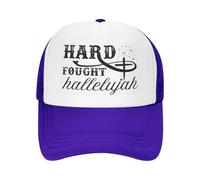 FWJZDSP Hard Fought Hallelujah Hats Funny Christian Mesh Trucker Cap Purple