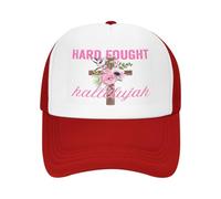 FWJZDSP Hard Fought Hallelujah Hats Funny Christian Mesh Trucker Cap Red