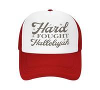 FWJZDSP Hard Fought Hallelujah Hats Funny Christian Mesh Trucker Cap Red