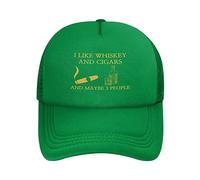FWJZDSP I Like Whiskey and Cigars and Maybe 3 People Mesh Hat Trucker Hat Vintage Baseball Cap Green