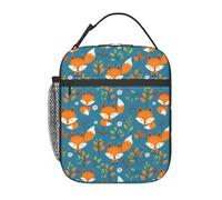 FWJZDSP Insulated Lunch Box for Kids Boys Girls, Reusable Lunch Bag for School, Office, Work, Picnic, Travel, Cartoon Fox with Floral Lunch Box