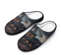 FWJZDSP Italy Ancient Roman Landmarks Night Men's Cotton Slippers Closed Toe House Shoes Non-Slip Lightweight Slippers for Indoor Outdoor