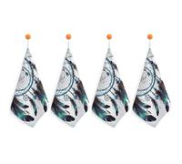 FWJZDSP Native American Dream Catcher 4PCS Kitchen Hand Towel Super Absorbent Microfiber Cleaning Cloth Fast Drying Tea Towels with Hanging Loop Soft Dish Towels for Kitchen Dish Rags Decorative Set