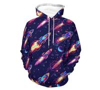 FWJZDSP Neon Rocket Launch Adult Pullover Hoodies Long Sleeve Sweatshirt Casual Tops with Pockets for Women Men