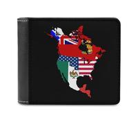 FWJZDSP North U.S.A Historic Flag Map Slim Bifold Wallet for Men Money Clip Leather Wallets Vertical Purse