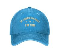 FWJZDSP of Course I'm Right I'm Tom Hat Just Tom Doing Tom Things Hat Trucker Hats Baseball Cap Adjustable Sports Unisex Cap Blue