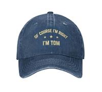 FWJZDSP of Course I'm Right I'm Tom Hat Just Tom Doing Tom Things Hat Trucker Hats Baseball Cap Adjustable Sports Unisex Cap Navy Blue