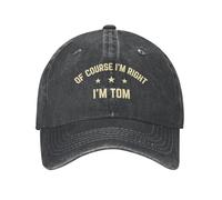 FWJZDSP of Course I'm Right I'm Tom Hat Just Tom Doing Tom Things Hat Trucker Hats Baseball Cap Adjustable Sports Unisex Cap Black