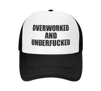 FWJZDSP Over-Worked and Underfucked Mesh Hat Men Women Baseball Cap Funny Trucker Hat Black