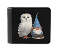 FWJZDSP Owl and A Gnome Novelty Wallet Slim Front Pocket Bifold Wallets with ID Credit Card Holder