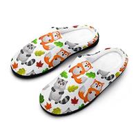 FWJZDSP Racoons and Foxes Men's Cozy Memory Foam Slippers Lightweight Cotton House Shoes for Indoor Outdoor