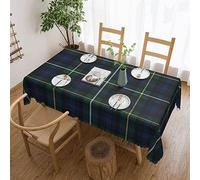 FWJZDSP Rectangle Table Cloth, Clan Campbell Navy Blue and Green Scottish Tartan Resistant Washable Tablecloth Decorative Table Cover for Dining, Indoor and Outdoor