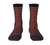 FWJZDSP Red Scottish Plaid Royal Stewart Tartan Socks Funny Novelty Crew Socks Gift for Men Women Teen Fashion Stockings