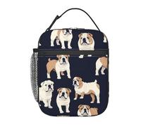 FWJZDSP Reusable English Bulldog Lunch Box for Kids Girls Boys Women Adult, Insulated Cute Dog Lunch Bag,Polyester Cooler Handbags Case for School Picnic Work Travel Beach or Hiking