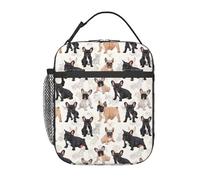 FWJZDSP Reusable French Bulldog Lunch Box for Kids Girls Boys Women Adult, Insulated Cute Dog Lunch Bag,Polyester Cooler Handbags Case for School Picnic Work Travel Beach or Hiking
