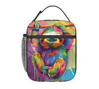 FWJZDSP Reusable Sloth Lunch Box for Kids Girls Boys Women Adult, Insulated Cute Rainbow Lunch Bag,Polyester Cooler Handbags Case for School Picnic Work Travel Beach or Hiking (Colorful)