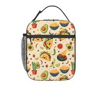 FWJZDSP Reusable Taco and Avocado Lunch Box for Kids Girls Boys Women Adult, Insulated Mexican Food Lunch Bag,Polyester Cooler Handbags Case for School Picnic Work Travel Beach or Hiking