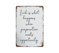 FWJZDSP Seneca Quote Luck is What Happens When Preparation Meets Opportunity Motivational Wall Decor Retro Metal Tin Sign Vintage Aluminum Sign For Home Coffee Wall Decor Gift For Women Men 8x12 Inch