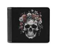 FWJZDSP Skull in DarknessMen's Wallet Large Capacity Leather Wallet Slim Billfold Cardholder with ID Window Bifold Purse for Everyday Use
