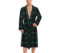 FWJZDSP Stewart Hunting Modern Tartan Men’s Classic Lightweight Long Sleeve Ultra Soft Spa Sleepwear Bathrobe Robe