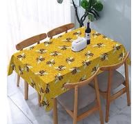 FWJZDSP Tablecloth Rectangle Honeybees Honeycomb Bumble Bee Polyester Fabric Table Cloth, Water Resistant & Wrinkle Free Table Cover for Kitchen and Dining Room Tabletop 54"x72" (4-6 Seats)