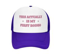 FWJZDSP This Actually is My First Rodeo Mesh Hat Hot Pink Mesh Hat Men Women Trucker Hat Baseball Cap Black