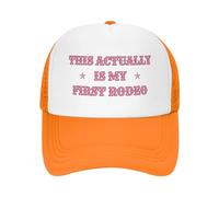 FWJZDSP This Actually is My First Rodeo Mesh Hat Hot Pink Mesh Hat Men Women Trucker Hat Baseball Cap Black
