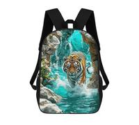 FWJZDSP Tiger Roars in The Clear Stream Travel Backpack Lightweight Everyday Pack Water Resistant Laptop Bag for Men17in