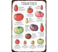 FWJZDSP Tomato Knowledge Metal Signs Wall Decor Food Type Chart Posters Retro Plaque Science Guide Room Club Kitchen Restaurant Office Studio Home Study 12x16 Inches