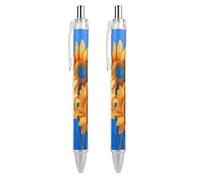 FWJZDSP Ukraine Flag Sunflower Ballpoint Pens Retractable Cute Ball Point Pen Smooth Writing Work Pen 2 PCS