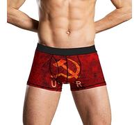 FWJZDSP USSR Symbol Star Hammer and Sickle Men's Underwear Boxer Briefs Soft No-Ride-Up Wicking Underpants