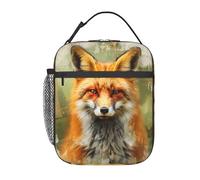 FWJZDSP Wild Fox Insulated Lunch Box for Kids Boys Girls, Lunch Box, Animal Fox Art Reusable Lunch Bag for School, Office, Work, Picnic, Travel