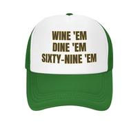 FWJZDSP Wine'E M Dine'E M Sixty-Nine'E M Mesh Hat Men Women Baseball Cap Trucker Hat Green