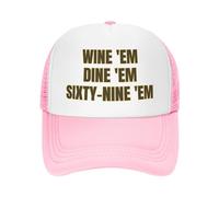 FWJZDSP Wine'E M Dine'E M Sixty-Nine'E M Mesh Hat Men Women Baseball Cap Trucker Hat Pink