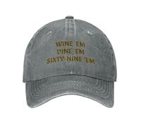 FWJZDSP Wine'E M Dine'E M Sixty-Nine'E M Trucker Hat Dad Washed Baseball Cap Men Women Gray