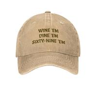 FWJZDSP Wine'E M Dine'E M Sixty-Nine'E M Trucker Hat Dad Washed Baseball Cap Men Women Natural